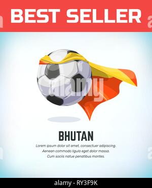 Bhutan football or soccer ball. Football national team. Vector illustration. Stock Vector