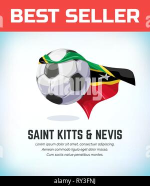 Saint Kitts and Nevis football or soccer ball. Football national team. Vector illustration Stock Vector