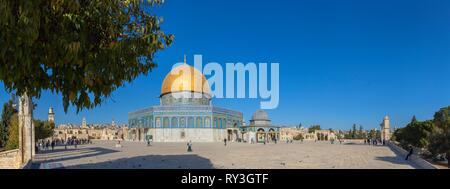 Israel, Jerusalem, the Old City, the Mosque Esplanade, the Al Aqsa Mosque, the Dome of the Rock or Omar Mosque, the third holy place of Islam Stock Photo