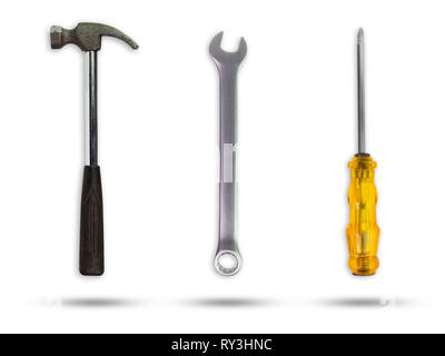 Set of Craftsman tool on isolate white background with clipping path. Stock Photo