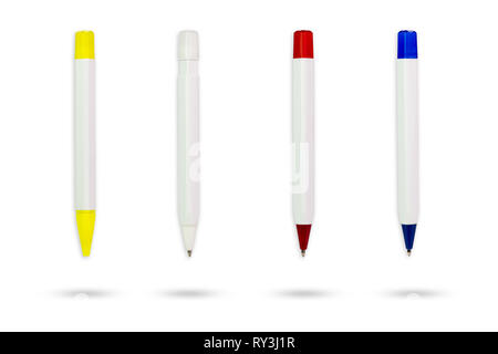 Set of colourful pen on isolate white background with clipping path. Stock Photo