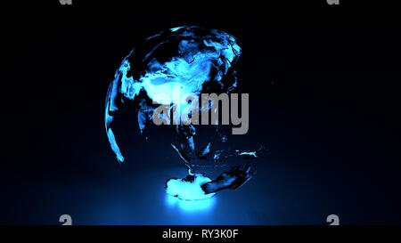 3D holographix globe with blue hue featuring eastern hemisphere including asia australia Stock Photo