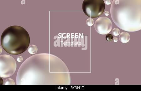 Abstract Background with realistic black and white pearls. Stock Vector