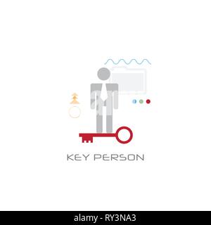 businessperson company worker potential key person concept line style white background Stock Vector