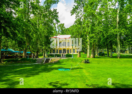 Tehran Niavaran Palace Complex Ahmad Shahi Pavilion Garden Front View Point Stock Photo