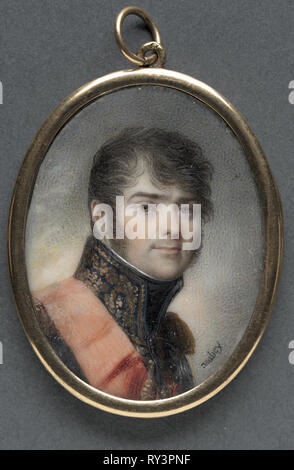 Portrait of Henri Gratien, Comte Bertrand, 1808. Jean-Baptiste Isabey (French, 1767-1855). Watercolor on ivory in a gold and enamel frame; framed: 4.3 x 3.4 cm (1 11/16 x 1 5/16 in.); unframed: 3.9 x 3 cm (1 9/16 x 1 3/16 in Stock Photo