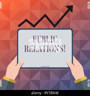 Text sign showing Public Relations. Business photo text Communication Media People Information Publicity Social Stock Photo