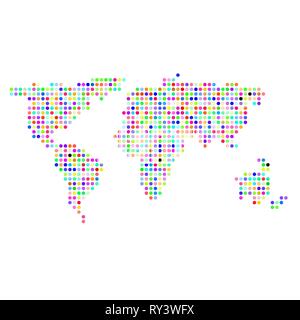 Colorful Dotted World Map Stock Vector