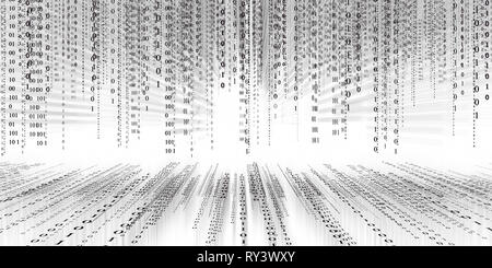 Digital data binary code technology matrix background, data flood conectivity futuristic binary code programming in cyber space, data technology conce Stock Photo