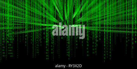 Digital data binary code technology matrix background, data flood conectivity futuristic binary code programming in cyber space, data technology conce Stock Photo