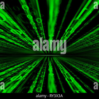 Digital data binary code technology matrix background, data flood conectivity futuristic binary code programming in cyber space, data technology conce Stock Photo