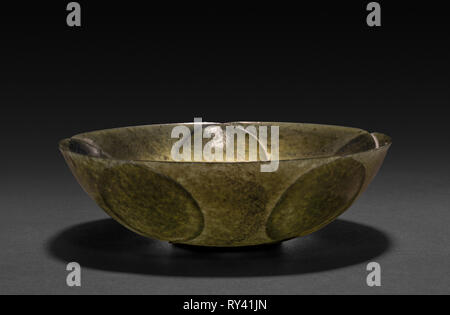 Lotus Bowl, 18th Century or later. China, Qing dynasty (1644-1911). Jade; overall: 3.5 cm (1 3/8 in Stock Photo