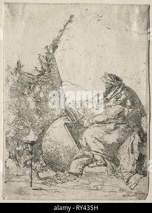 Fantasies:  The Philosopher. Giovanni Battista Tiepolo (Italian, 1696-1770). Etching Stock Photo