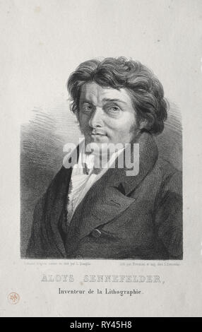 Aloys Senefelder. Lorenzo II Quaglio (German, 1793-1869). Lithograph Stock Photo