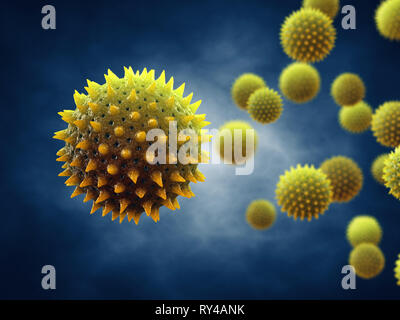 Pollen allergy is also known as hay fever or allergic rhinitis, Microscopic pollen grains Stock Photo