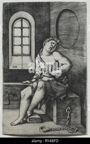 Cleopatra. Hans Sebald Beham (German, 1500-1550). Engraving Stock Photo