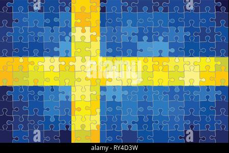 Sweden flag made of puzzle background - Illustration Stock Vector