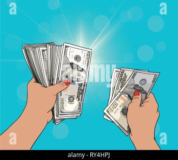 Woman hand giving money Stock Vector