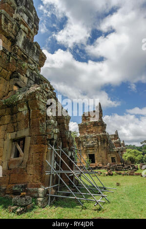 Prasats Sour Prat, ancient towers in the center of Angkor Thom, Cambodia. Stock Photo