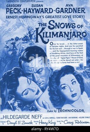 GARDNER,PECK,POSTER, THE SNOWS OF KILIMANJARO, 1952 Stock Photo