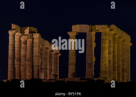 Temple of Poseidon in Sounion cape. Attika, Greece Stock Photo