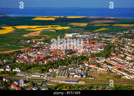 drone view from center of hanseatic city Greifswald Stock Photo