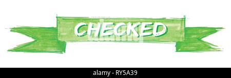 checked hand painted ribbon sign Stock Vector