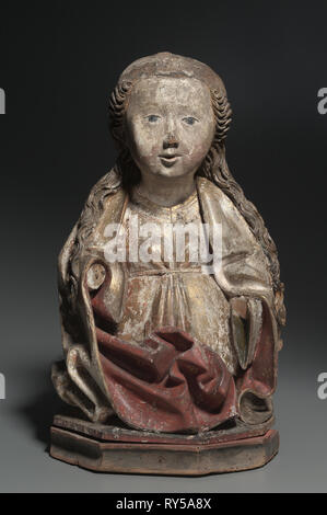 Female Bust, c. 1470-1500. Austria, 15th century. Painted and gilded lindenwood; overall: 52.7 cm (20 3/4 in Stock Photo