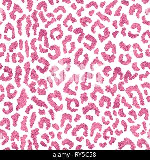 Seamless pink leopard skin pattern. Glamorous leopard skin print, texture, background. Stock Vector
