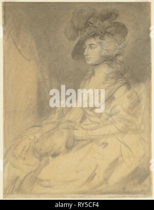 Mrs. Sarah Siddons, 1785. Thomas Gainsborough (British, 1727-1788). Black chalk with extensive stump work with traces of white gouache heightening; sheet: 46.8 x 35.3 cm (18 7/16 x 13 7/8 in Stock Photo