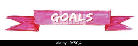 goals hand painted ribbon sign Stock Vector