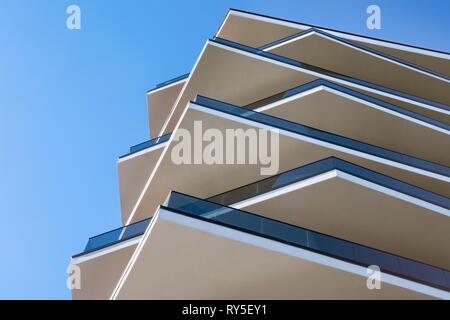 Modern building. Modern office building with facade of glass. Modern highrise skyscraper steel and glass architecture. Office building exterior. Stock Photo