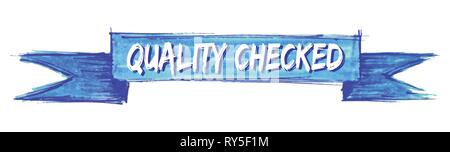 quality checked hand painted ribbon sign Stock Vector