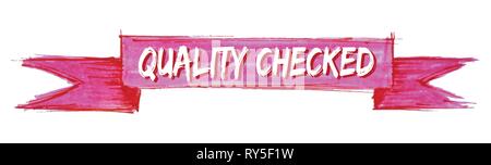quality checked hand painted ribbon sign Stock Vector