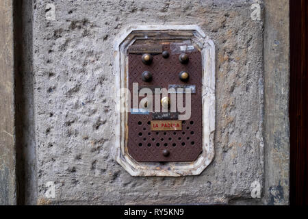 Typical apartment buzzer panel in old Florence, Italy Stock Photo
