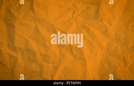 Crumpled Paper Orange Abstract Background Stock Photo