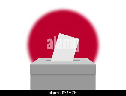 Japan election banner background. Ballot Box with blurred flag Stock Vector