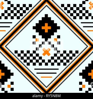 part of embroidered good like handmade cross-stitch ethnic seamless pattern black, white and red. eps10 Stock Vector