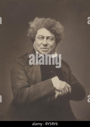 Alexandre Dumas père (1802-1870), 1855. Nadar (French, 1820-1910). Salted paper print from wet collodion negative; image: 23.8 x 17.8 cm (9 3/8 x 7 in.); matted: 45.7 x 35.6 cm (18 x 14 in Stock Photo