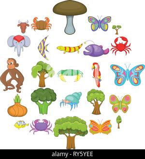 African animals icons set, cartoon style Stock Vector
