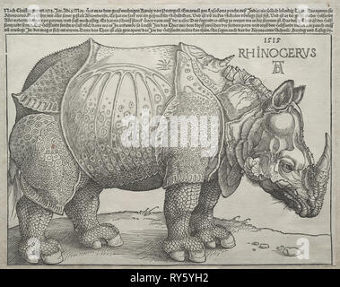 The Rhinoceros, 1515. Albrecht Dürer (German, 1471-1528). Woodcut; image: 23.8 x 30.1 cm (9 3/8 x 11 7/8 in Stock Photo