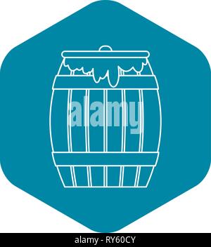 Honey keg icon, outline style Stock Vector