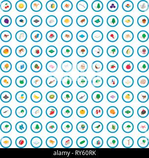 100 fauna icons set, isometric 3d style Stock Vector