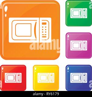 Microwave icons set vector color Stock Vector