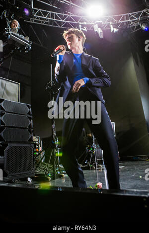 Milan, Italy. 11th Mar, 2019. The Australian pop singer-songwriter actor and Internet personality TROYE SIVAN performs live on stage at Fabrique during the 'Bloom Tour 2019' Credit: Rodolfo Sassano/Alamy Live News Stock Photo