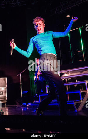 Milan, Italy. 11th Mar, 2019. The Australian pop singer-songwriter actor and Internet personality TROYE SIVAN performs live on stage at Fabrique during the 'Bloom Tour 2019' Credit: Rodolfo Sassano/Alamy Live News Stock Photo