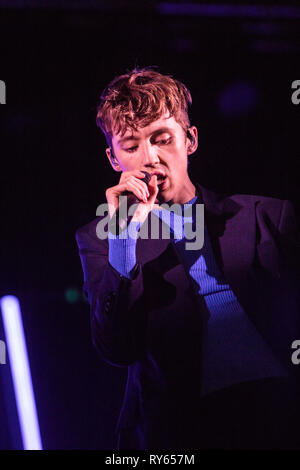 Milan, Italy. 11th Mar, 2019. The Australian pop singer-songwriter actor and Internet personality TROYE SIVAN performs live on stage at Fabrique during the 'Bloom Tour 2019' Credit: Rodolfo Sassano/Alamy Live News Stock Photo