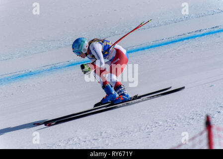 Andorra. 11th March, 2019. in the Ladies Downhill run for the Woman Ladie Downhill race of the FIS Alpine Ski World Cup Finals at Soldeu-El Tarter in Andorra, on March 11, 2019. Credit: Martin Silva Cosentino/Alamy Live News Stock Photo