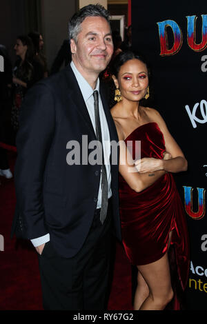 Hollywood, United States. 11th Mar, 2019. HOLLYWOOD, LOS ANGELES, CA, USA - MARCH 11: Ol Parker and wife/actress Thandie Newton arrive at the World Premiere Of Disney's 'Dumbo' held at The Ray Dolby Ballroom and El Capitan Theatre on March 11, 2019 in Hollywood, Los Angeles, California, United States. (Photo by Xavier Collin/Image Press Agency) Credit: Image Press Agency/Alamy Live News Stock Photo