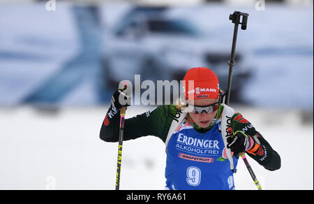 12 March 2019, Sweden, Östersund: Biathlon: World Championship, single 15 km, women. Franziska Hildebrand from Germany in action. Photo: Sven Hoppe/dpa Stock Photo